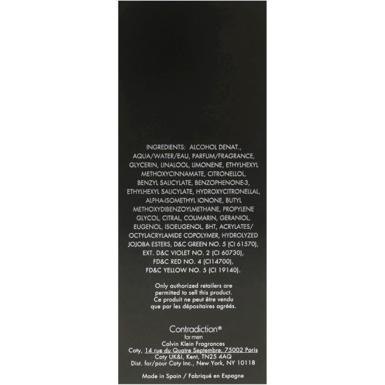 Calvin Klein Contradiction For Men Eau De Toilette 100ml Calvin Klein Contradiction For Men Eau De Toilette 100ml