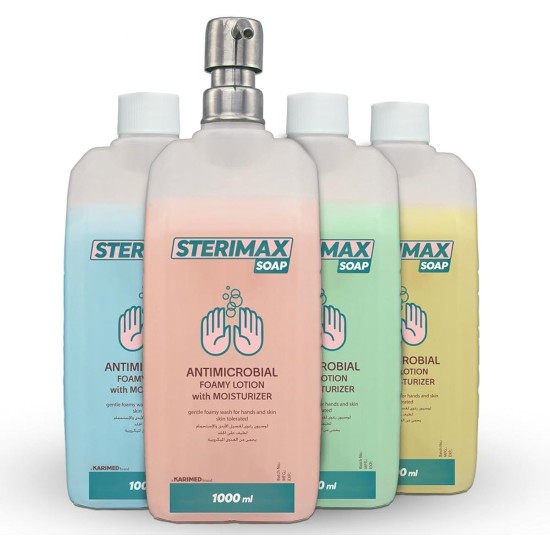 STERIMAX 4Pcs 1L antiseptic creamy hand wash stainless pump MIX STERIMAX 4Pcs 1L antiseptic creamy hand wash stainless pump MIX