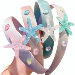 1Pc Fashion Women Starfish Seashell Hairbands Cute Mesh Bowknote Head Band Girls Hair Hoop Princess Headwear Hair Accessories VaryColor