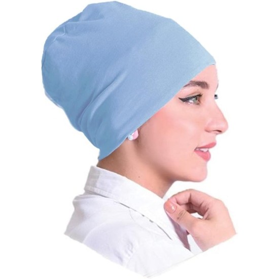 Aseel Scarf Seamless 2 Layers Full Hair Bandana for Women (Closed) (Baby Blue)