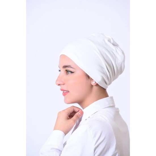 Aseel Scarf Seamless Bandana 2 Layers Full Hair Cover for Women (Closed) (White) Aseel Scarf Seamless Bandana 2 Layers Full Hair Cover for Women (Closed) (White)