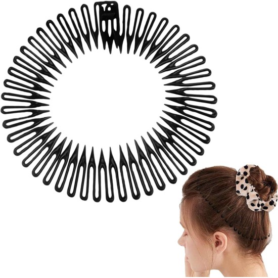 Comb Full Circle Headband | Full Circular Stretch Comb Headbands,Simple Elastic Non Slip Head Band Head Wear Hoop Clips for Women