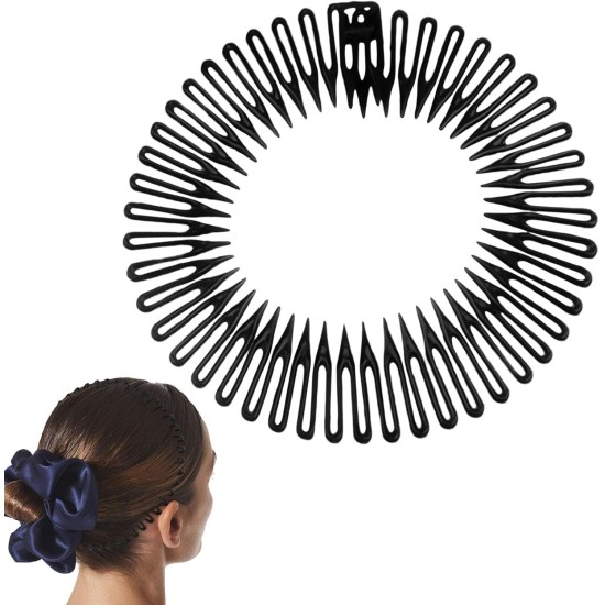 Comb Full Circle Headband | Full Circular Stretch Comb Headbands,Simple Elastic Non Slip Head Band Head Wear Hoop Clips for Women