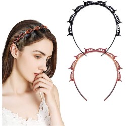 Double bangs hairstyle hairpin, 2pcs hairpin headbands, twist and clip headband/korean braided headband/hairpin hair band/diy hairband non-slip/double layer twist plait headband for women girls