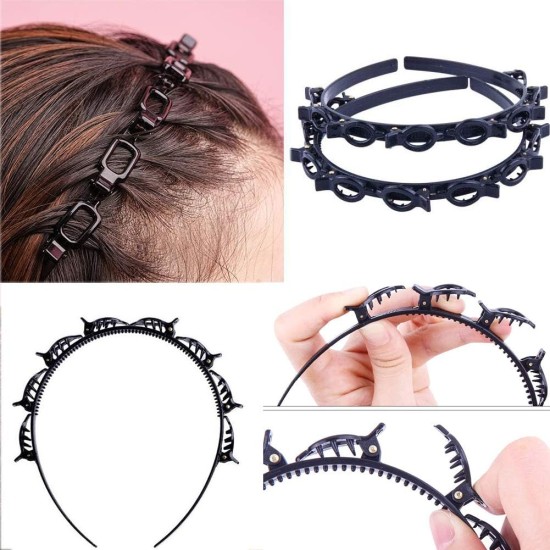 Double bangs hairstyle hairpin, 2pcs hairpin headbands, twist and clip headband/korean braided headband/hairpin hair band/diy hairband non-slip/double layer twist plait headband for women girls