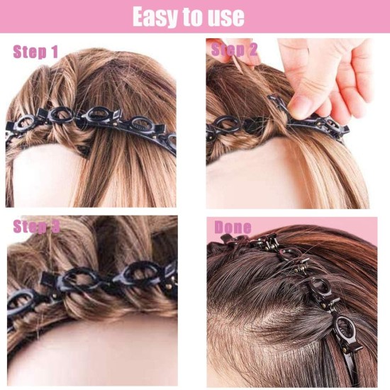 Double bangs hairstyle hairpin, 2pcs hairpin headbands, twist and clip headband/korean braided headband/hairpin hair band/diy hairband non-slip/double layer twist plait headband for women girls