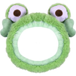 Miroksh Kawaii Fluffy Spa Headband Cute Green Frog Hairband for Woman Girls Washing Face,Make up,Kids Party,Soft Coral Fleece Cartoon Creative Hair Accessory gift