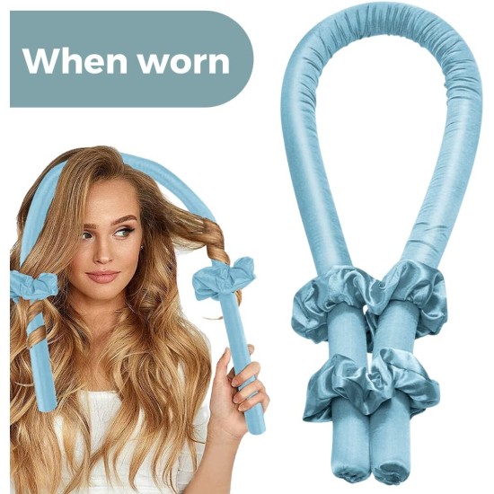 Women Heatless Curling Headband with Hair Clips and Scrunchie, for Long Hair (Baby Blue) Women Heatless Curling Headband with Hair Clips and Scrunchie, for Long Hair (Baby Blue)