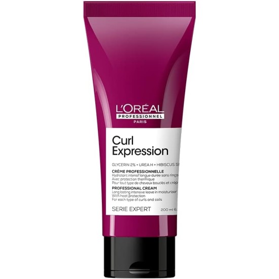 L'Oréal Professionnel Leave-In-Moisturiser, With Heat Protection, For Curly & Coily Hair, With Glycerin, Urea H and Hibiscus Seed Extract, Serie Expert Curl Expression, 200 ml L'Oréal Professionnel Leave-In-Moisturiser, With Heat Protection, For Curly & Coily Hair, With Glycerin, Urea H and Hibiscus Seed Extract, Serie Expert Curl Expression, 200 ml