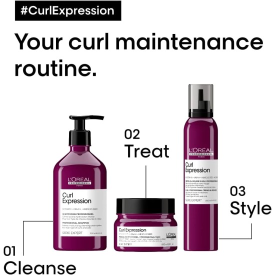 L'Oréal Professionnel, Mouss-Benefits No Rinse, Wavy/Curly/Curly Hair, Leave-In Without Alcohol, Hydrates, Defines & Protects Curls, No Cardboard Effect, 250 ml