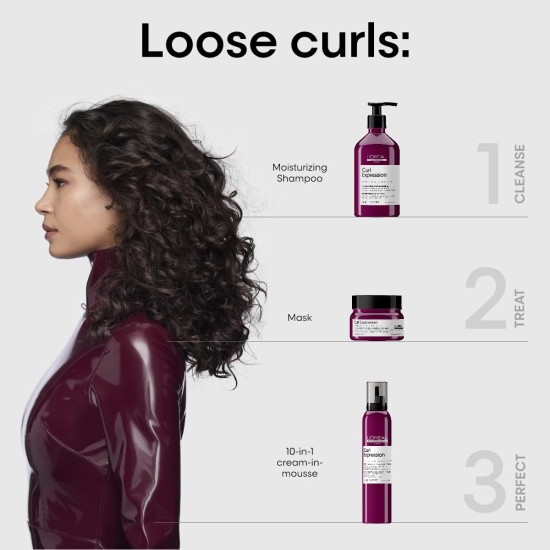 L'Oréal Professionnel, Mouss-Benefits No Rinse, Wavy/Curly/Curly Hair, Leave-In Without Alcohol, Hydrates, Defines & Protects Curls, No Cardboard Effect, 250 ml