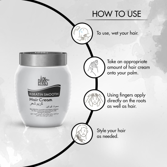 PARIS COLLECTION Keratin Smooth Hair Cream for Deep Conditioning and Moisturizing for Dry Damaged Frizzy Hairs (Girls/Boys) - 475ml PARIS COLLECTION Keratin Smooth Hair Cream for Deep Conditioning and Moisturizing for Dry Damaged Frizzy Hairs (Girls/Boys) - 475ml