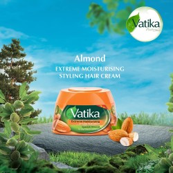 Vatika Naturals Extreme Moisturizing Styling Hair Cream 190 ml + 10% OFF | Spanish Almond | For Dry, Frizzy & Coarse Hair | Nourishing Vatika Oils