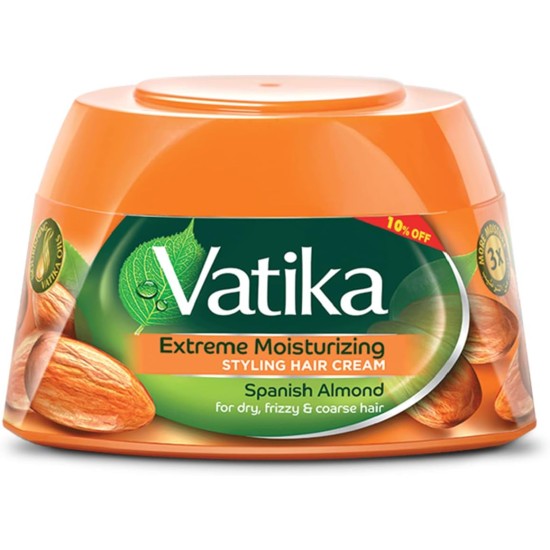 Vatika Naturals Extreme Moisturizing Styling Hair Cream 190 ml + 10% OFF | Spanish Almond | For Dry, Frizzy & Coarse Hair | Nourishing Vatika Oils Vatika Naturals Extreme Moisturizing Styling Hair Cream 190 ml + 10% OFF | Spanish Almond | For Dry, Frizzy & Coarse Hair | Nourishing Vatika Oils