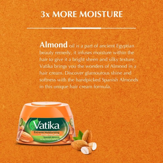 Vatika Naturals Extreme Moisturizing Styling Hair Cream 190 ml + 10% OFF | Spanish Almond | For Dry, Frizzy & Coarse Hair | Nourishing Vatika Oils Vatika Naturals Extreme Moisturizing Styling Hair Cream 190 ml + 10% OFF | Spanish Almond | For Dry, Frizzy & Coarse Hair | Nourishing Vatika Oils