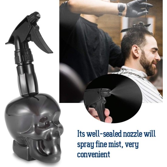 Hairdressing Spray Bottle, 500ml Devil shape Salon Water Mist Sprayer Refillable Skull Hair Salon Water Mist Sprayer Hair Spray Bottle for Taming Hair, Hairstyling, Plants, Pets, Cleaning (Black) Hairdressing Spray Bottle, 500ml Devil shape Salon Water Mist Sprayer Refillable Skull Hair Salon Water Mist Sprayer Hair Spray Bottle for Taming Hair, Hairstyling, Plants, Pets, Cleaning (Black)