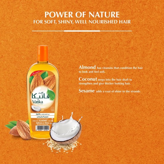 Vatika Naturals Almond Enriched Hair Oil 45 ml | Coconut & Sesame | Softens & Shines Dry & Frizzy Hair Vatika Naturals Almond Enriched Hair Oil 45 ml | Coconut & Sesame | Softens & Shines Dry & Frizzy Hair