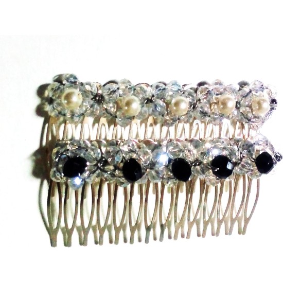 2 Pieces Hair Comb Hair Clip Hair Accessories Pearl Crystal Clear Shiny Hair Accessories for Bride and Her Friend