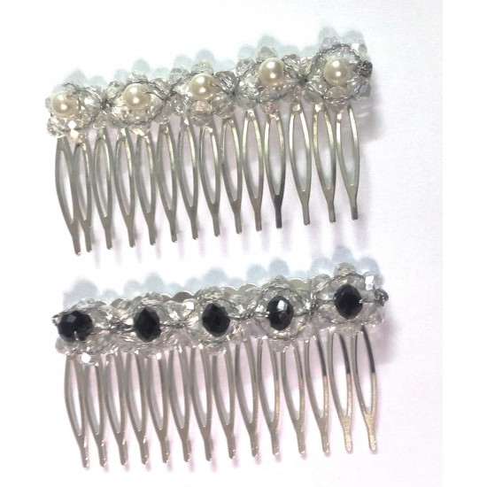 2 Pieces Hair Comb Hair Clip Hair Accessories Pearl Crystal Clear Shiny Hair Accessories for Bride and Her Friend