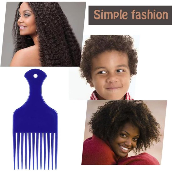 6 pcs Afro Comb, Plastic Smooth Hair Pick Comb Wide Tooth Detangling Hair Comb for Natural Curly Hair Style (6 Color)