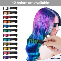 Anself Temporary Hair Chalk Comb Non Toxic Washable Hair Color Comb for Hair Dye Safe for Kids for Party Cosplay DIY