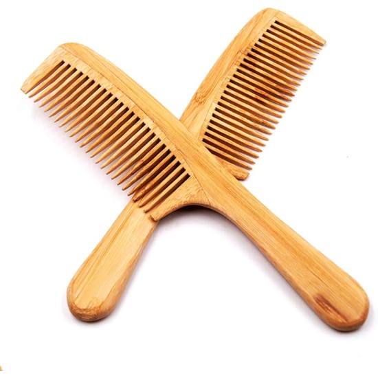 Hair Comb Wooden Salon Hairdressing Comb Curved Comb Fine Tooth Comb Set Moustache Grooming Brushes for Women Men and Girls 2 Pcs Light brown