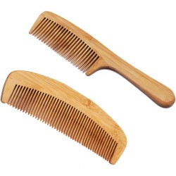 Hair Comb Wooden Salon Hairdressing Comb Curved Comb Fine Tooth Comb Set Moustache Grooming Brushes for Women Men and Girls 2 Pcs Light brown