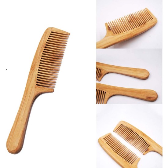 Hair Comb Wooden Salon Hairdressing Comb Curved Comb Fine Tooth Comb Set Moustache Grooming Brushes for Women Men and Girls 2 Pcs Light brown