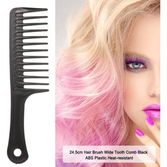 Torix Hair Brush Wide Teeth Comb 24.5cm Black ABS Plastic Heat-resistant Wide Wide Teeth Hair Comb Styling Tool Torix Hair Brush Wide Teeth Comb 24.5cm Black ABS Plastic Heat-resistant Wide Wide Teeth Hair Comb Styling Tool