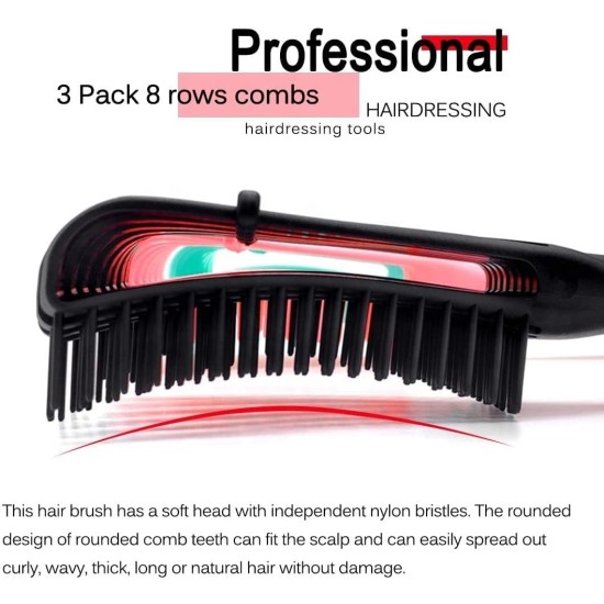 Anti Static Detangling- Hairbrush Anti-Knot Massage Detangler Comb Pain Free Straightener for Women Men and Kid Long Thick Curly-فرشاة شعر