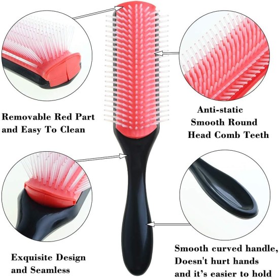 ELECDON Hair Continuous Spray Bottle Set, 9-Row Cushion Nylon Bristle Brush and Detangling Brush Water Sprayer Brush Set Hair for Hairstyling, Cleaning, Plants & Misting