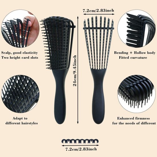 ELECDON Hair Continuous Spray Bottle Set, 9-Row Cushion Nylon Bristle Brush and Detangling Brush Water Sprayer Brush Set Hair for Hairstyling, Cleaning, Plants & Misting