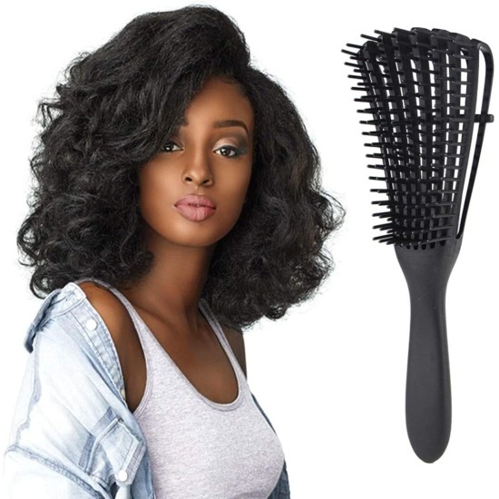 Hair Detangler Brush Natural Wet Detangling Brush for Kinky Curly Hair, Black