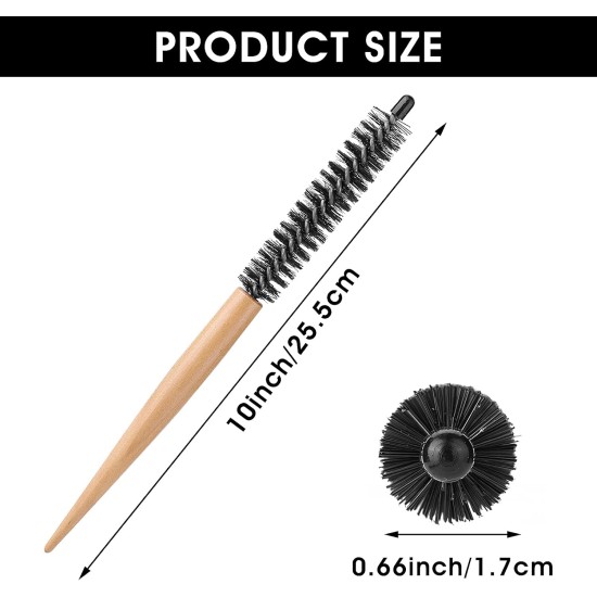 Molain 2 Pcs Mini Round Hair Brush Small Round Comb Salon Roller Comb Hair Styling Accessories for Thin Hair, Short Hair, Bangs, Beard, Lifting, Curling, Light Brown