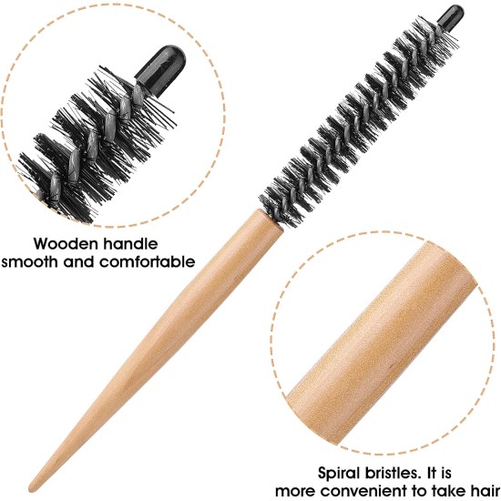 Molain 2 Pcs Mini Round Hair Brush Small Round Comb Salon Roller Comb Hair Styling Accessories for Thin Hair, Short Hair, Bangs, Beard, Lifting, Curling, Light Brown