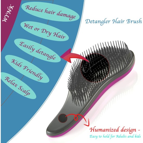 WYNK Detangler Brush - 2-Piece Value Set - Wet Detangling Hair Brush,Professional No Pain Detangler for Women,Men,Kids (2 Pack, Green&Pink) WYNK Detangler Brush - 2-Piece Value Set - Wet Detangling Hair Brush,Professional No Pain Detangler for Women,Men,Kids (2 Pack, Green&Pink)