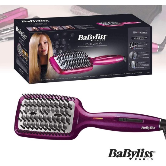 Babyliss HSB100E Heated Brush 3D Liss Brush With Ionic Technology - Purple Babyliss HSB100E Heated Brush 3D Liss Brush With Ionic Technology - Purple