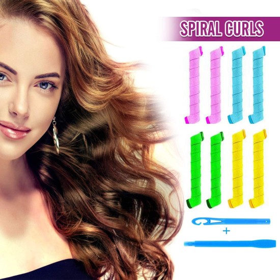 28 Pieces Hair Curlers Styling Kit No Heat Hair Curls Hair Curlers Spiral Curls Magic Hair Rollers Heatless Wave Styles with 2 Styling Hooks for Extra Long Hair Most Kinds of Hairstyles (30cm)