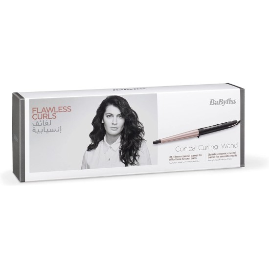 Babyliss Conical Wand Hair Curler@@ Black Rose Gold - C454E