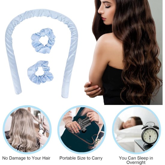 Long Hair Curlers, Curless Curlers, Sleep Curls for Beach Waves, Heatless Waves, Heatless Curls, New Way Of Curling Hair(Blue)