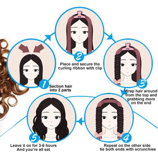 Long Hair Curlers, Curless Curlers, Sleep Curls for Beach Waves, Heatless Waves, Heatless Curls, New Way Of Curling Hair(Blue)