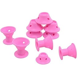 Silicone Peco Roll Hair Roller Curler Tool - Pink, Pack of 10 Pieces