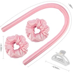 WOWCURL Heatless Curling Rod Headband, Heatless Hair Curler, Non-Heat Curls, Heatless Curls Headband, Pure Mulberry Sleeping Curls Silk Headband, Soft Silk Hair Rollers PINK