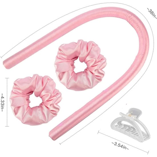WOWCURL Heatless Curling Rod Headband, Heatless Hair Curler, Non-Heat Curls, Heatless Curls Headband, Pure Mulberry Sleeping Curls Silk Headband, Soft Silk Hair Rollers PINK