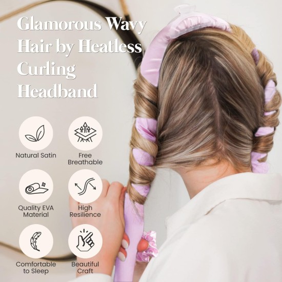 Yeelen Heatless Hair Curling Rod Headband for Long Hair, No Heat Hair Curler Rollers Set can Sleep in Overnight, Satin Curl Ribbon Hair Wrap with Scrunchie and Hair Clips to Get Natural Waves Pink Yeelen Heatless Hair Curling Rod Headband for Long Hair, No Heat Hair Curler Rollers Set can Sleep in Overnight, Satin Curl Ribbon Hair Wrap with Scrunchie and Hair Clips to Get Natural Waves Pink
