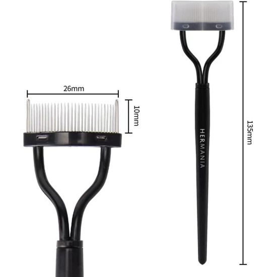 Hermania Eyelash Separator Comb Mascara Declumper Eye Tool with Cover (Black - Unfoldable) Hermania Eyelash Separator Comb Mascara Declumper Eye Tool with Cover (Black - Unfoldable)