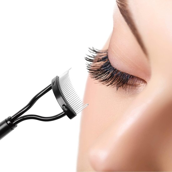 Hermania Eyelash Separator Comb Mascara Declumper Eye Tool with Cover (Black - Unfoldable) Hermania Eyelash Separator Comb Mascara Declumper Eye Tool with Cover (Black - Unfoldable)
