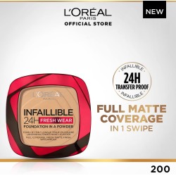 L’Oréal Paris L'Oréal Paris Infaillible 24H Fresh Wear Foundation in a Powder - Waterproof, Full Matte Coverage Transferproof Makeup - 130 True Beige