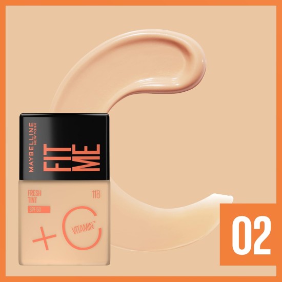 Maybelline New York, Fit Me Fresh Tint SPF 50 with Brightening Vitamin C, 03 Maybelline New York, Fit Me Fresh Tint SPF 50 with Brightening Vitamin C, 03