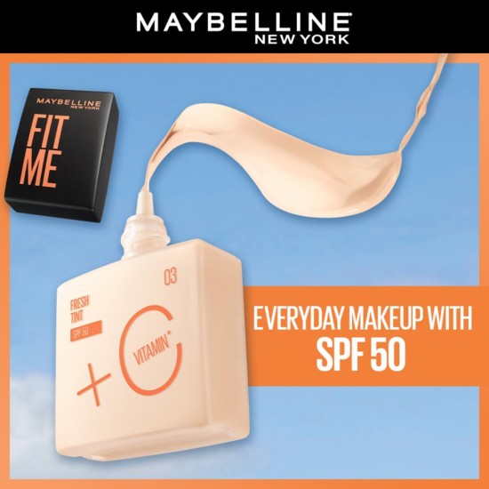 Maybelline New York, Fit Me Fresh Tint SPF 50 with Brightening Vitamin C, 03 Maybelline New York, Fit Me Fresh Tint SPF 50 with Brightening Vitamin C, 03